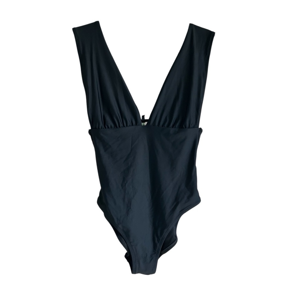 J. Crew Black Deep V One-Piece Swimsuit
